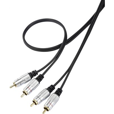 SpeaKa Professional SP-7870148 RCA Audio Csatlakozókábel [2x RCA dugó - 2x RCA dugó] 1.50 m Fekete SuperSoft köpeny, aranyozott érintkező