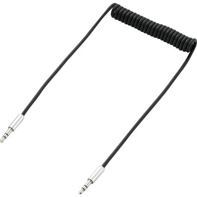 SpeaKa Professional SP-7870092 Jack Audio Csatlakozókábel [1x Jack dugó, 3,5 mm-es - 1x Jack dugó, 3,5 mm-es] 1.00 m Fekete Spirálkábel