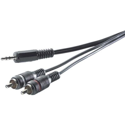 SpeaKa Professional SP-7869916 RCA / Jack Audio Csatlakozókábel [2x RCA dugó - 1x Jack dugó, 3,5 mm-es] 5.00 m Fekete