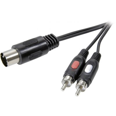 SpeaKa Professional SP-7870640 DIN csatlakozó / RCA Audio Csatlakozókábel [1x Dióda dugó, 5 pólusú (DIN) - 2x RCA dugó] 1.50 m Fekete