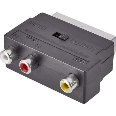 SpeaKa Professional SP-7870340 RCA / SCART Átalakító [3x RCA alj - 1x SCART dugó] Fekete Átkapcsolóval