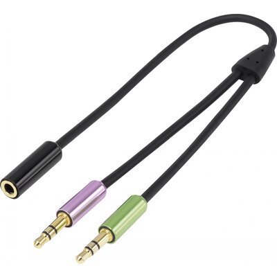 SpeaKa Professional SP-7870576 Jack Audio Y adapter [2x Jack dugó, 3,5 mm-es - 1x Jack alj, 3,5 mm-es] Fekete