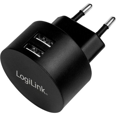 LogiLink Ladegerät USB-s töltőkészülék 10.5 W Beltér, Aljzat dugó Kimeneti áram (max.) 2100 mA Kimenetek száma: 2 x USB-A