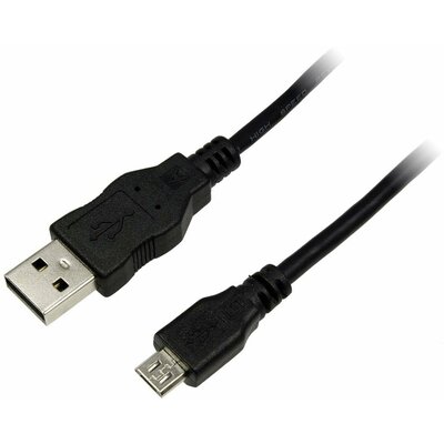 USB kábel, USB 2.0 USB-A dugó, USB mikro B dugó 0,6 m, fekete, LogiLink CU0057