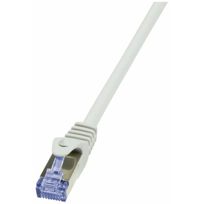 LogiLink CQ3112S RJ45 Hálózati kábel, patchkábel CAT 6A S/FTP 20 m Szürke Védővel, Lángálló, Tejes árnyékolás, Halogénmentes, Páros árnyékolás 1 db