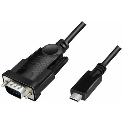 LogiLink Soros Átalakító [1x USB 2.0 dugó, C típus - 1x D-SUB dugó, 9 pólusú] 1.2 m Fekete