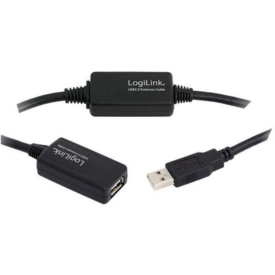 LogiLink USB kábel USB 2.0 USB-A dugó, USB-A alj 25.00 m Fekete UA0147