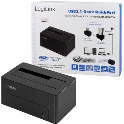 LogiLink QP0027 USB-C® 10Gb/s SATA 6 Gb/s 1 port Merevlemez dokkoló állomás 2.5 coll, 3.5 coll