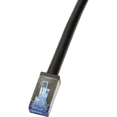 LogiLink CQ7093S RJ45 Hálózati kábel, patchkábel CAT 6A S/FTP 10.00 m Fekete Árnyékolt, UV álló, Olajálló 1 db