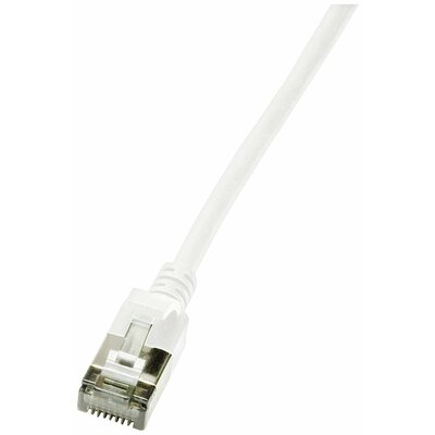 LogiLink CQ9041S RJ45 Hálózati kábel, patchkábel CAT 6A U/FTP 1.50 m Fehér extrém vékony, Lángálló, Hajlékony, Fólia árnyékolás, Halogénmentes, Védővel, TPE