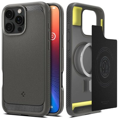 Spigen Rugged Armor MagFit Apple iPhone 16 Pro Max tok, szürke