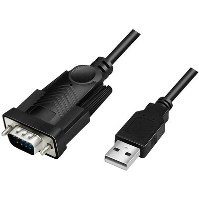 LogiLink Soros Átalakító [1x USB 2.0 dugó, A típus - 1x D-SUB dugó, 9 pólusú] 1.5 m Fekete