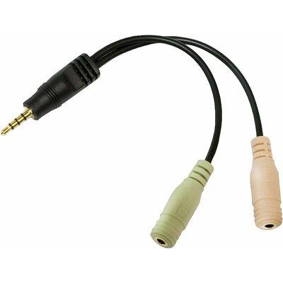 LogiLink CA0021 Adapter Jack Audio Átalakító [1x Jack dugó, 3,5 mm-es - 2x Jack alj, 3,5 mm-es] Fekete