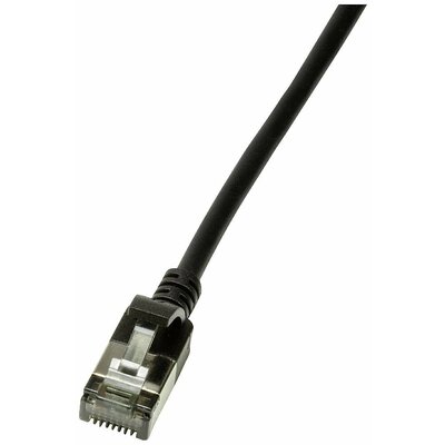 LogiLink CQ9033S RJ45 Hálózati kábel, patchkábel CAT 6A U/FTP 1.00 m Fekete extrém vékony, Lángálló, Hajlékony, Fólia árnyékolás, Halogénmentes, Védővel, TPE