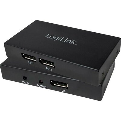 LogiLink 2 port DisplayPort elosztó Ultra HD-re alkalmas 3840 x 2160 pixel Fekete