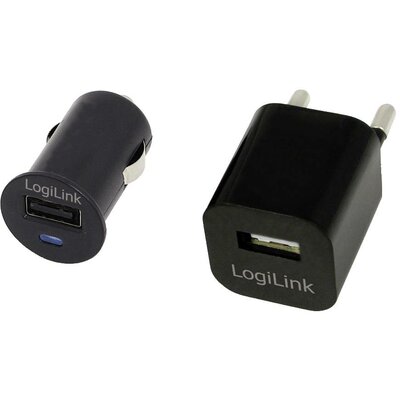 LogiLink PA0076 USB-s töltőkészülék Beltér, Személygépkocsi, Aljzat dugó Kimeneti áram (max.) 1500 mA USB-A Kimenetek száma: 1 x