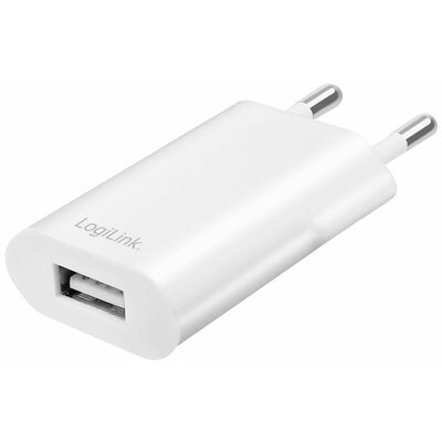 LogiLink PA0093B USB-s töltőkészülék 5 W Beltér, Aljzat dugó Kimeneti áram (max.) 1000 mA Kimenetek száma: 1 x USB töltőport