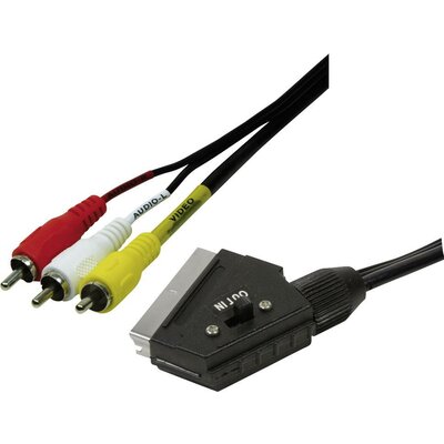 LogiLink SCART / RCA TV, vevő Csatlakozókábel [1x SCART dugó - 3x RCA dugó] Fekete