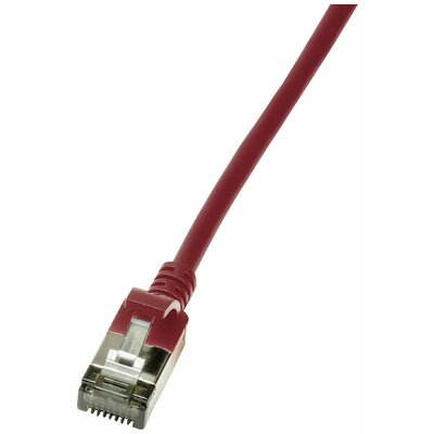 LogiLink CQ9054S RJ45 Hálózati kábel, patchkábel CAT 6A U/FTP 2.00 m Piros extrém vékony, Lángálló, Hajlékony, Fólia árnyékolás, Halogénmentes, Védővel, TPE