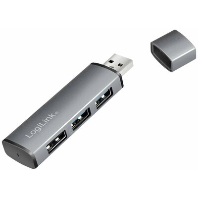 LogiLink UA0395 USB 3.2 hub, 2. gen Alumínium házzal, Státusz LED-del Világűr szürke