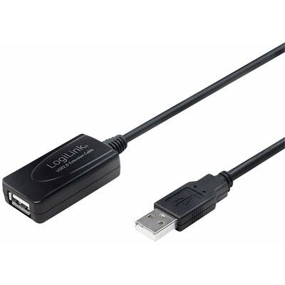 LogiLink USB kábel USB 2.0 USB-A dugó, USB-A alj 10.00 m Fekete UA0143