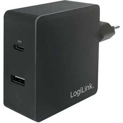 LogiLink PA0213 USB-s töltőkészülék 65 W Beltér, Aljzat dugó Kimeneti áram (max.) 3000 mA USB-C® alj (Power Delivery), USB-A Kimenetek száma: 2 x