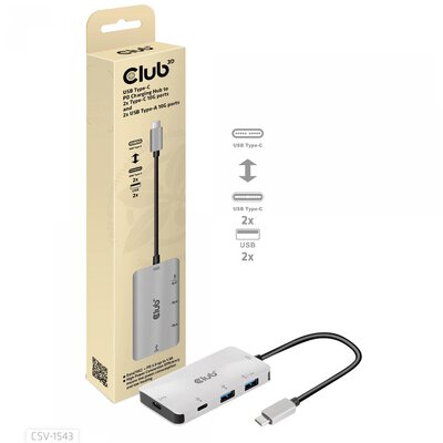 club3D USB 3.0 Átalakító [1x USB-C® dugó - 2x USB-C®, USB 3.2 Gen 2 (USB 3.1)] Adapter USB 3.1 Typ C