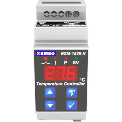 Emko ESM-1520-N.5.14.0.2/01.00/2.0.0.0 2 pontos és PID szabályozó Hőmérséklet szabályozó Pt1000 -50 - +400 °C Relé, 5 A (H x Sz x Ma) 61.2 x 35 x 90 mm