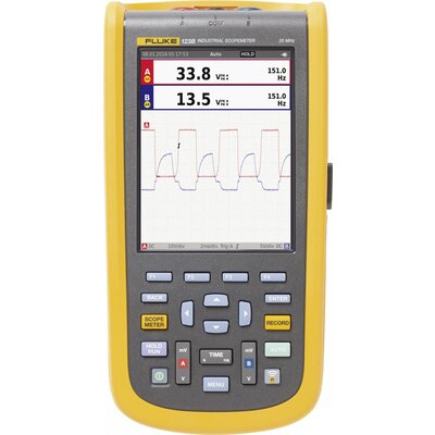 Fluke 123B/EU/S Kézi oszcilloszkóp Kalibrált (ISO) 20 MHz 2 csatornás 4 GSa/mp Multiméter funkciók 1 db