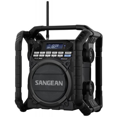 Sangean U-4 DBT+ Építkezési rádió DAB+, URH AUX, Bluetooth®, USB Akkutöltő funkció, Újratölthető, Vízálló, ütésálló Fekete