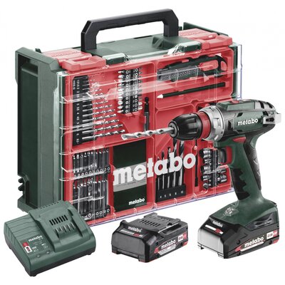 Metabo BS 18 Quick Set 602217710 Akkus fúrócsavarozó 18 V 2 Ah Lítiumion kefe nélkül, 2. akkuval, Hordtáskával, Töltővel, Tartozékokkal