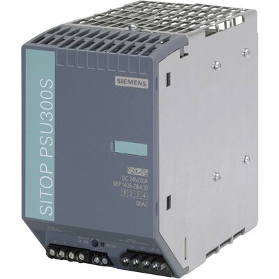 Siemens SITOP PSU300S 24 V/20 A Kalapsínes tápegység 24 V/DC 20 A 480 W Kimenetek száma:1 x Tartalom, tartalmi egységek rendelésenként 1 db