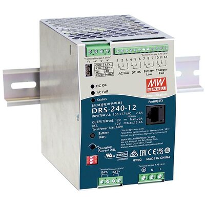 Kalapsín tápegység 1x 36 V 6,6 A 240 W, Mean Well DRS-240-36