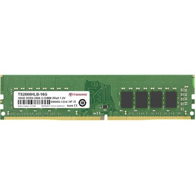 Transcend DDR4 16GB PC 2666 CL19 Transcend TSModul, TS2666HLB-16G Számítógép munkamemória modul DDR4 16 GB 1 x 16 GB 2666 MHz 288pin DIMM CL19 TS2666HLB-16G