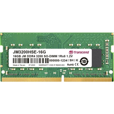 Transcend JetRAM Laptop munkamemória modul DDR4 16 GB 1 x 16 GB 3200 MHz 260pin SO-DIMM JM3200HSE-16G