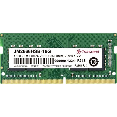 Transcend JetRAM Laptop munkamemória modul DDR4 16 GB 1 x 16 GB Non-ECC 2666 MHz 260pin SO-DIMM CL19 JM2666HSB-16G