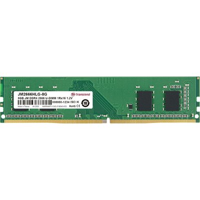 Transcend JetRAM Számítógép munkamemória modul DDR4 8 GB 1 x 8 GB Non-ECC 2666 MHz 288pin DIMM CL19 JM2666HLG-8G