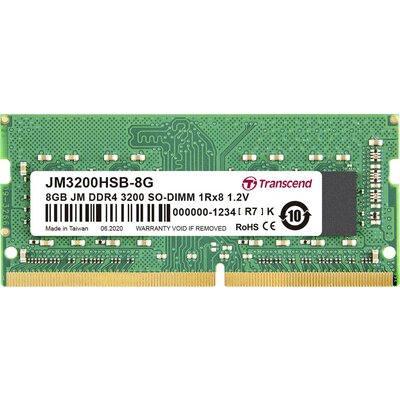 Transcend JetRAM Laptop munkamemória modul DDR4 8 GB 1 x 8 GB 3200 MHz 260pin SO-DIMM JM3200HSB-8G