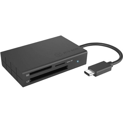 ICY BOX IB-CR401-C3, Type-C® USB 3.0 Kartenleser (CF, SD 4.0, micro SD 4.0), UHS-II, mit KÜlső memóriakártya olvasó/hub USB-C® Fekete