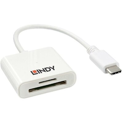 LINDY LINDY Card Reader USB 3.1 Typ C SD und microSD Külső memóriakártya olvasó Mikro SD, SD, USB-C® USB 3.2 (Gen 1) Fehér