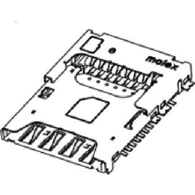 Molex Memóriakártya nyílás Pólusok száma 8 Raszterméret: 1.1 mm, 2.54 mm 1041681620 1 db Tape on Full reel