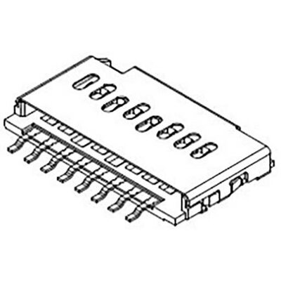 Molex Memóriakártya nyílás Pólusok száma 8 Raszterméret: 1.1 mm 1051620001 2000 db Tape on Full reel