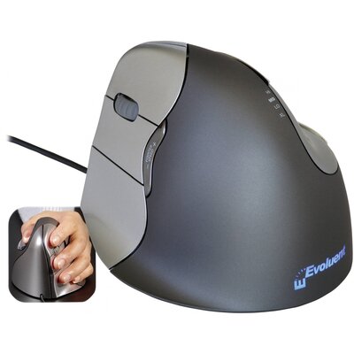 Evoluent Vertical Mouse 4 VM4L Ergonomikus egér USB Optikai Szürke, Ezüst 6 Gombok 2800 dpi Ergonómikus