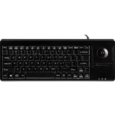 Perixx PERIBOARD-514 H PLUS USB Billentyűzet US angol, QWERTY Fekete Beépített trackball, Egérgombok, USB csatlakozó