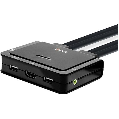 LINDY LINDY 2 Port HDMI 2.0 18G, USB 2.0 KVM Switch mit Audio KVM átkapcsoló HDMI Egér, Billentyűzet 4096 x 2160 Pixel