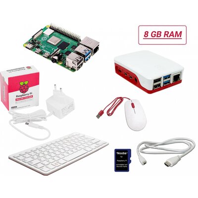 Raspberry Pi® Desktop Kit Raspberry Pi® 4 B 8 GB 4 x 1.5 GHz Billentyűzettel, Egérrel, Noobs OS-sel, Tápegységgel, Házzal, HDMI™ kábellel