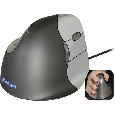 Evoluent Vertical Mouse 4 VM4R Ergonomikus egér USB Optikai Fekete, Ezüst 6 Gombok 2800 dpi Ergonómikus