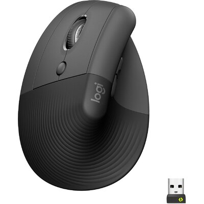 Logitech Lift Left Vertical Ergonomic Mouse Ergonomikus egér Bluetooth™, Rádiójel vezérlésű Optikai Grafit 6 Gombok 4000 dpi Ergonómikus