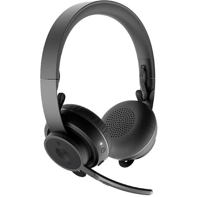 Logitech Zone Wireless Számítógép On Ear headset Rádiójel vezérlésű, Bluetooth® Stereo Fekete mikrofon zajelnyomás, Noise Cancelling Elemtöltés kijelzés,