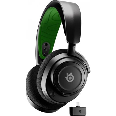 Steelseries Arctis Nova 7X Gamer Over Ear headset Bluetooth®, Rádiójel vezérlésű Stereo Fekete, Zöld mikrofon zajelnyomás Headset, Hangerő szabályozás,